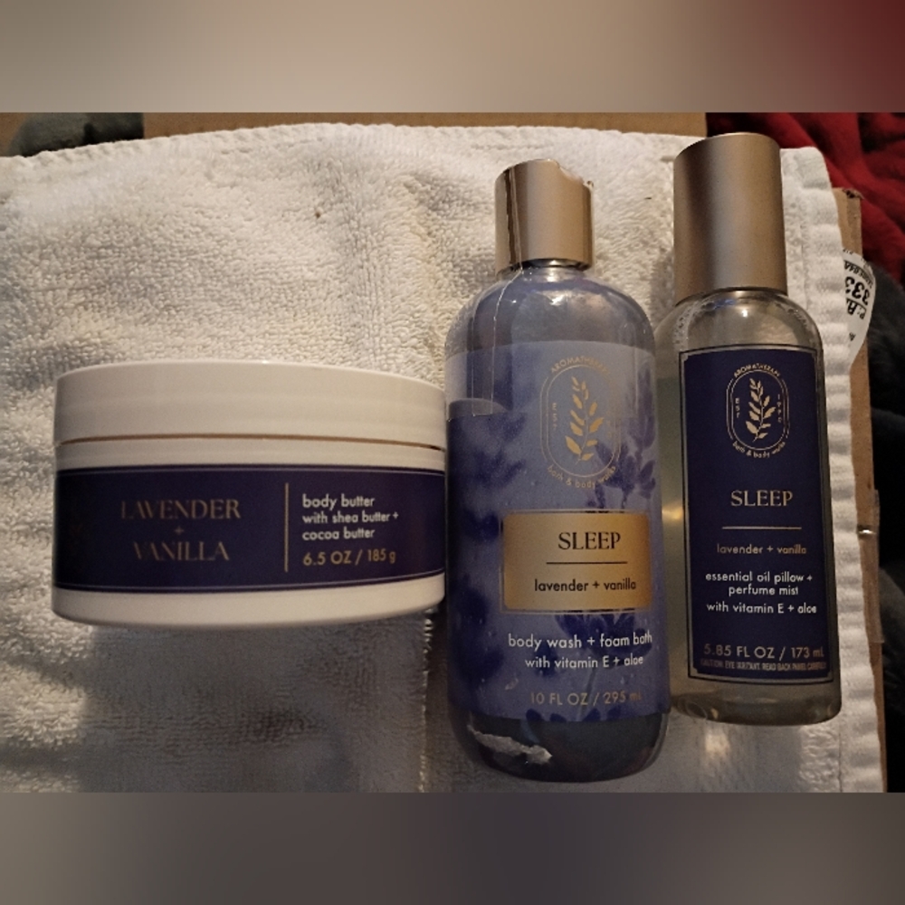 Brand New Bath And Body Works Lavender Vanilla Body Wash . Mist And Butter Set